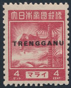 Malaysia. Japansk besættelse af Trengganu. 1944. 4 cent, karmin. SG £ 425