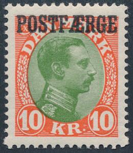 1930. Chr.X, 10 kr. rødgrøn. Perfekt postfriskt eksemplar