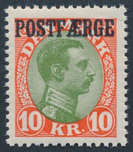 1930. Chr.X, 10 kr. rødgrøn. Perfekt postfriskt eksemplar