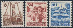 Generalgouvenement. 1944. 6-40 Gr. IKKE UDGIVET SÆT. Perfekt postfrisk kvalitet, alle signerede. Et sjældent sæt. Michel EURO 1700