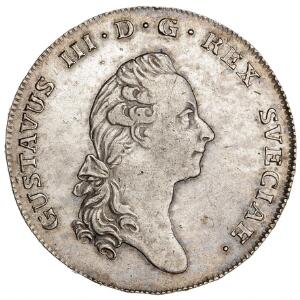 Sverige, Gustav III, Riksdaler 1780, SM 46, ridser på revers