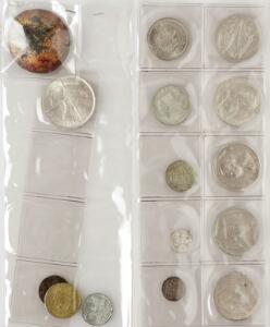 Thailand, lille samling af mønter, bl.a. Baht 1860, 1869, 1913-1918, KM 11, 31 og 45 samt diverse nyere, i alt 15 stk. i varierende kvalitet