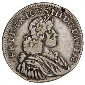 Frederik III, 1 mark 1666, H 111, lille kantskade