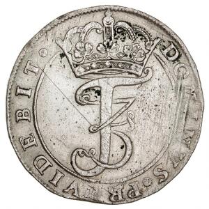 Frederik III, 4 mark  krone  1668, H 114A, Aagaard 111.2, renset og med mange ridser