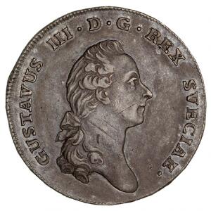 Sverige, Gustav III, 1 Riksdaler  3 Daler Silvermynt 1776, SM 43, ridset