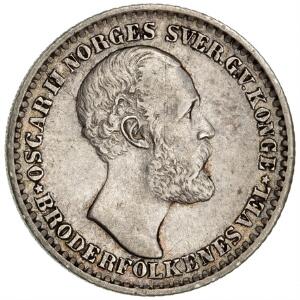 Norge, Oscar II, 12 skilling 1873, NM 14