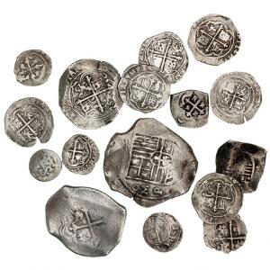 Mexico, lille samling af 12, 1, 2, 4 og 8 Reales mønter, i alt 16 stk. i varierende kvalitet