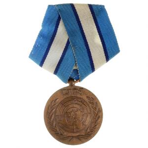 De Forenede Nationers standard medaille med originalt bånd, LS 9-012