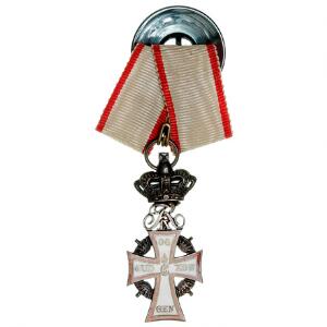 Miniature af ridderkors, Fr. IX, med knaphulsophæng, Ag med emalje