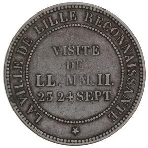 Frankrig, Napoléon III, medaille, La Ville de Lille Reconnaissante, Visit de LL.MM.II. 23 24 Sept. 1853, bronze, 30 mm, 10,05 g