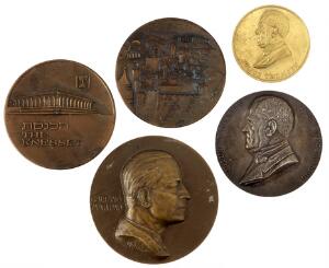 Personmedaille, Thomsen, Julius, 1826 - 1896, Ag, 58 mm, 124,0 g, samme  For teknisk-kemisk forskning, forgyldt, 43 mm, 37,0 g, samt 3 stk. diverse i bronze