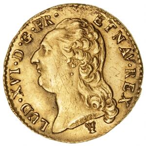 Frankrig, Louis XVI, 1774-1792, Louis dor 1790i, Limoges, F 475, monteringsspor på rand, en del møntskær på revers