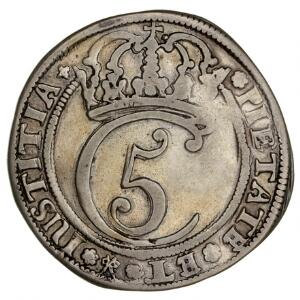 Christian V, Glückstadt, 4 mark  krone 1673, H 121