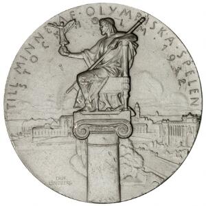 Sverige, Deltagermedaille fra De Olympiske Lege i Stockholm 1912, Lindberg, E., 50 mm, 46,35 g