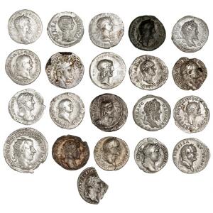 Romerske republik og kejserdømmet, lille, spændende samling på 20 Denarer og 1 Antoninian fra den romerske republik til Gordian III.