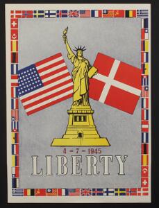 1945. Stor, sjælden mærkat LIBERTY 4-7-1945. Postfrisk. 15x21 cm.