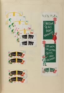 USA. Julemærker. Samling gamle amerikanske julemærker i 2 springbind. Både mærker, blokke og ark. Se fotoudsnit