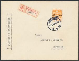 1940. 606 øre, orange. Single på REC-brev førstedagskuvert fra Thorshavn 21.12.40