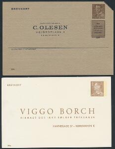 C. Olesen og Viggo Borch. 2 helsagsbrevkort, Olesen nr.5 takket i øvre hjørne, og Borch nr. 6