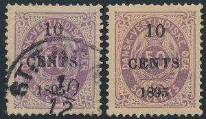 1895. 1050 cents, lilla. 2 varianter AFA 13x og 13w