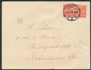 1929. Kræftmærke, 155 øre, rød. På brev med markant variant STOR PAPIRFOLD HARMONIKA. Sjældent.