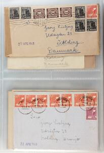 Tyskland. ESPERANTO-breve. Spændende samling i stort ringbind af breve sendt til Danmark fra lige efter krigen 2.verdenskrig. Se fotoudsnit