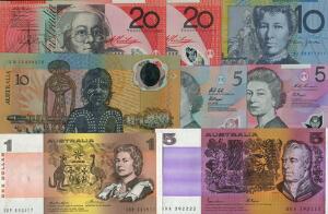 Australien, lille lot forskellige, overvejende ucirkulerede sedler 1985 - 2006, i alt 8 stk.