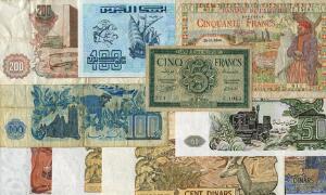 Algier, lille lot forskellige, overvejende ucirkulerede sedler 1944 - 1992, i alt 10 stk.
