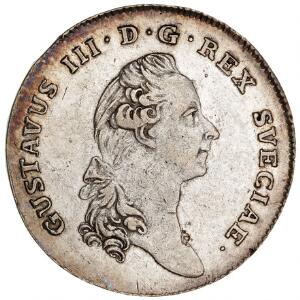 Sverige, Gustav III, Riksdaler 1783, SM 49, flere små ar