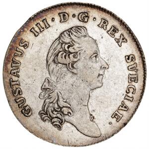 Sverige, Gustav III, Riksdaler 1783, SM 49, flere små ar