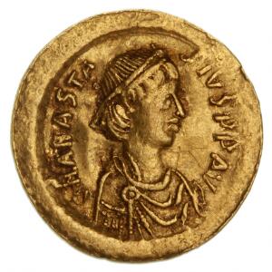 Byzantinske rige, Anastasius I, 491-518, Tremissis, Au, 1,36 g, S. 8, filespor på rand