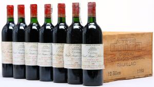 7 bts. Château Haut Bages Liberal, Pauillac. 5. Cru Classé 1985 A-AB bn. Owc.