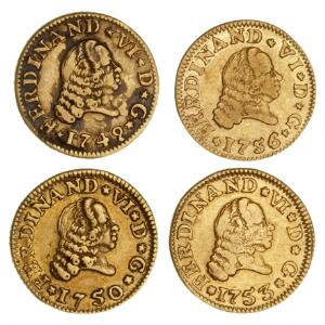 Spanien, Fernando VI, 1746-1759, 12 Escudo Sevilla 1749, 1750, 1753, 1756, F 275. 4