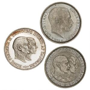Erindringsmønter, 2 kr 1923, 2 kr 1930, 2 kr 1953, H 4, 5, 2, alle i særdeles smuk kvalitet