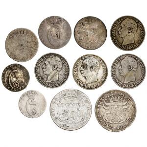 Dansk Vestindien, lille samling af mønter fra diverse konger, i alt 11 stk. i varierende kvalitet