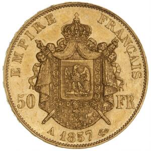 Frankrig, Napoleon III, 50 Francs 1857A, F 571