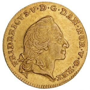Frederik V, kurantdukat  12 mark 1760 WVH, H 22C, filespor på rand