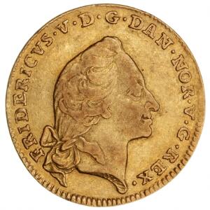 Frederik V, kurantdukat  12 mark 1758 WVH, H 22C, filespor på rand
