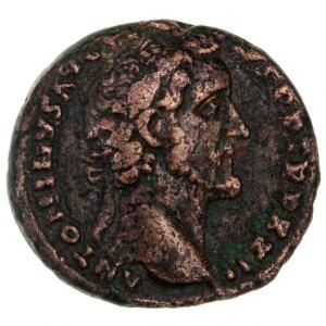 Romerske kejserdømme, Antoninus Pius, 138-161, As 158-159, 9,71 g, let skævt centreret, RIC -, Coh. -