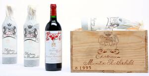 12 bts. Château Mouton Rothschild, Pauillac. 1. Cru Classé 1995 A hfin. Owc.