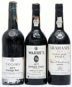 1 bt. Taylors Vintage Port 1977 AB ts.  etc. Total 3 bts.