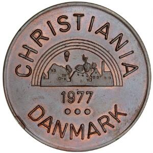 Fristaden Christiania, 6 år 1971-1977, bronze uden flag, lille kantskade