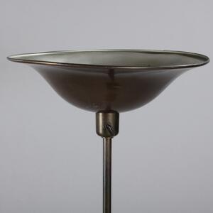 Ubekendt designer Uplight standerlampe af bronzepatineret metal med cirkulær skærm og fodstykke. H. 165. Diam. 42.