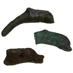 Antikkens Grækenland, Olbia, delfinmønt, støbt bronze, 3 stk.