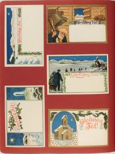 Postkort. Album med ubrugte kort med julemotiver, bl.a. en del Islandske. Se fotoudsnit 
