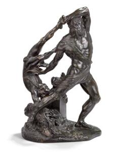 Antonio Canova, efter 19. årh. Klassisk figurgruppe af patineret bronze. H. 42.