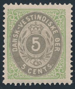 1876. 5 cents, grøngrå. Flot postfrisk eksemplar. AFA 550