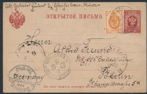 Kina. Russisk Post i Kina. Brevkort fra tysk soldat i Kina 126-1903, sendt via russisk Post til Berlin. Sjælden forsendelse.