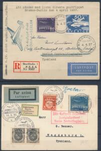1930-1937. 5 Luftpost-breve.