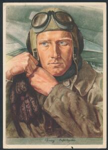 Tysk Rige. 1940. Postkort med motiv at Luftpilot W. Willrich. Kortet brugt i BERLIN 1940.